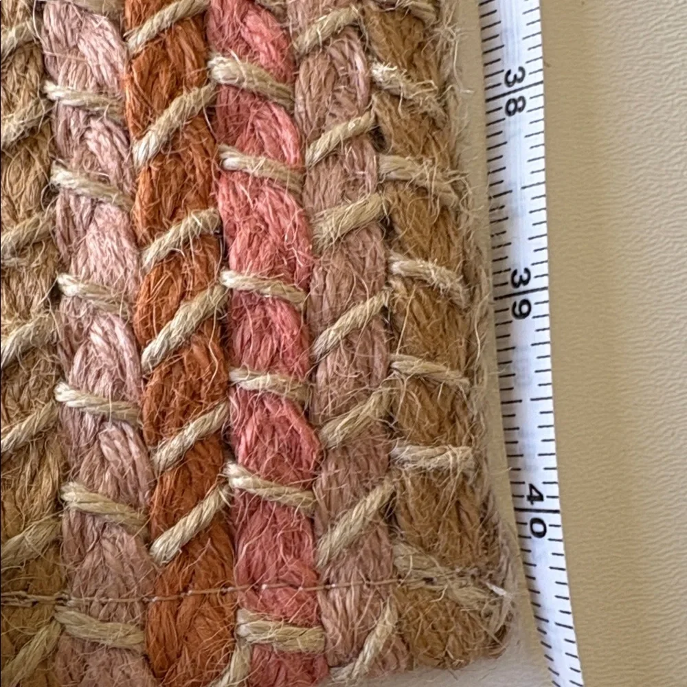 NWT Zara Woven Jute Belt in Natural Pink Multi Boho Casual Festival Size 34